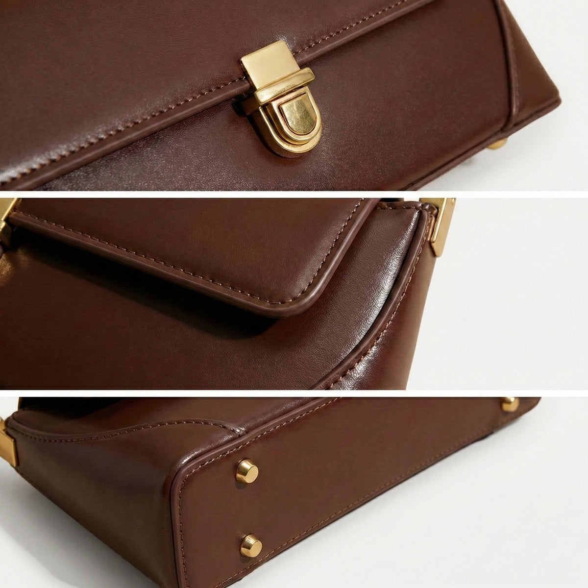 Structured Shoulder Bag with Gold Clasp – Premium Imported