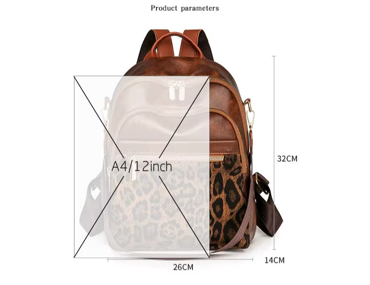 شنطة ظهر مستوردة بتفصيلة Leopard Pattern - Stylish Backpack Bag ✨