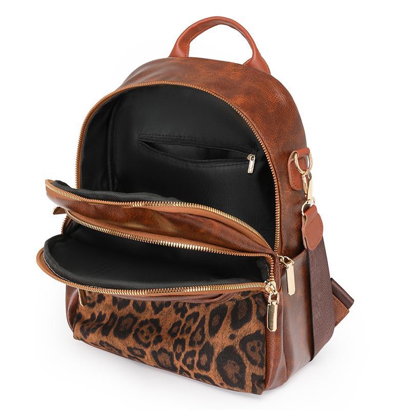 شنطة ظهر مستوردة بتفصيلة Leopard Pattern - Stylish Backpack Bag ✨