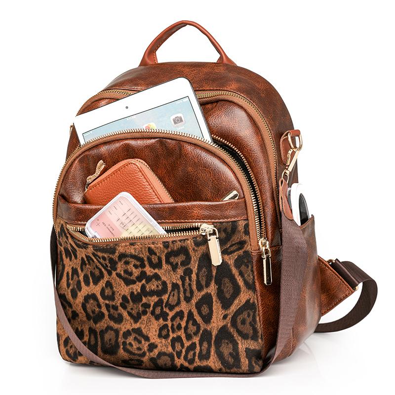 شنطة ظهر مستوردة بتفصيلة Leopard Pattern - Stylish Backpack Bag ✨
