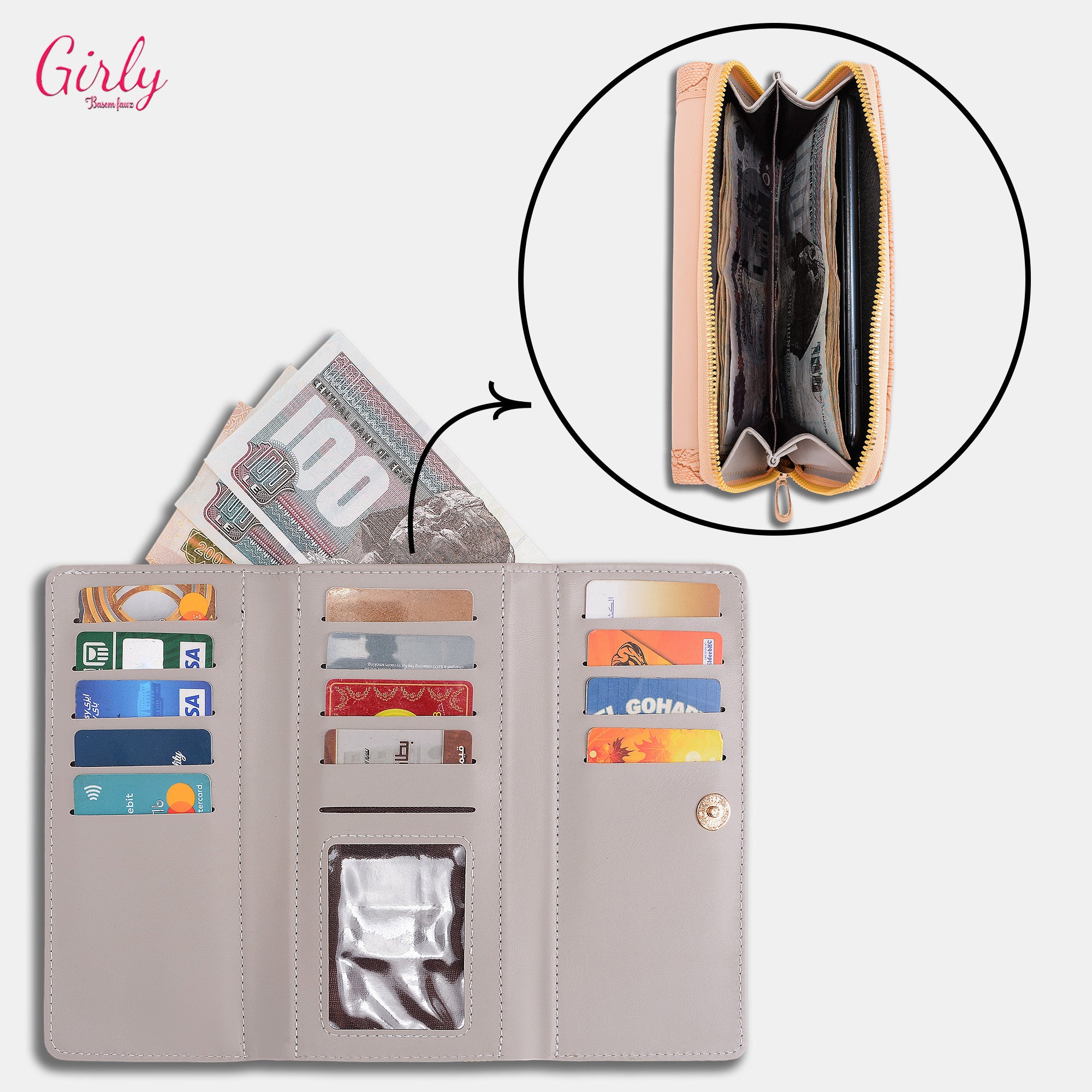 محفظة جلد بتفاصيل راقية – تصميم أنثوي عملي ✨