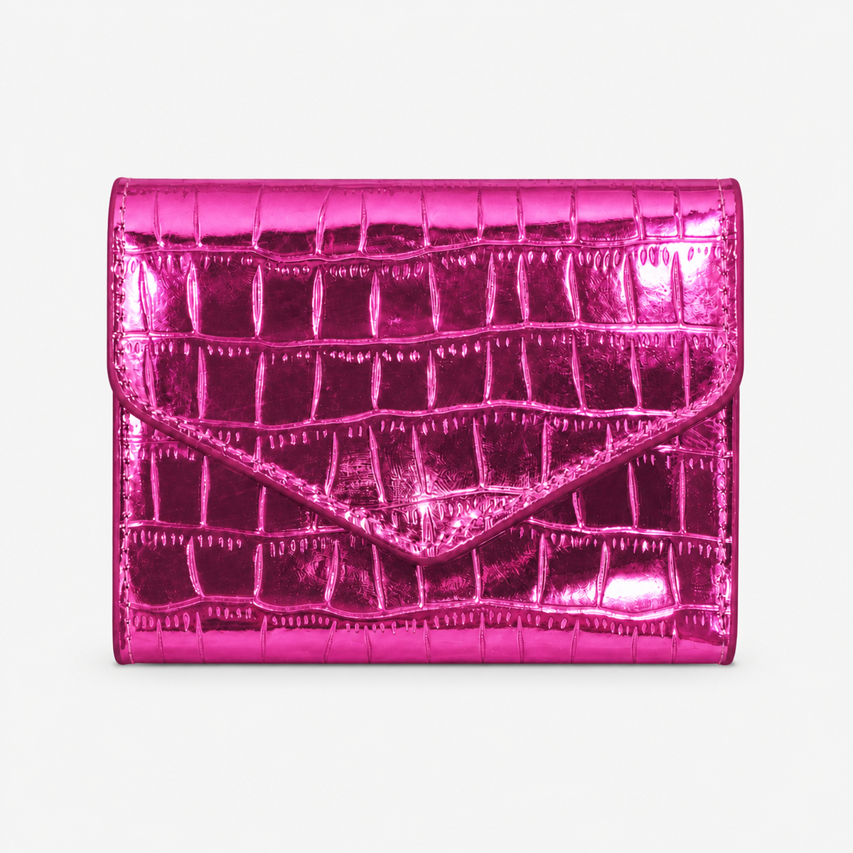 محفظة جلد لامع بنقشة كروكو –Croc-Effect Glossy Wallet