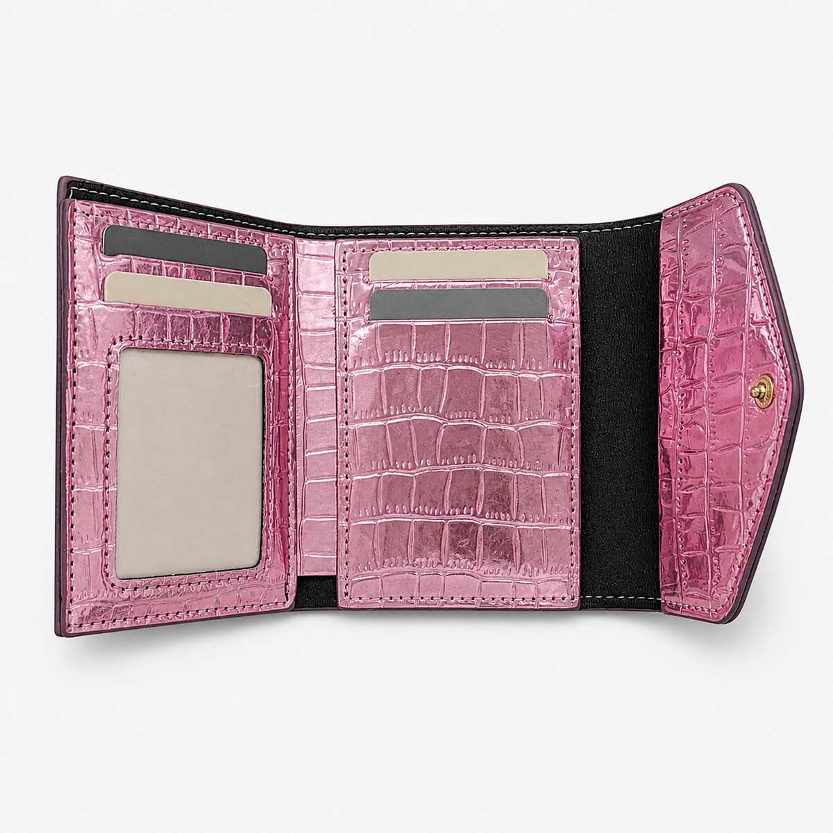محفظة جلد لامع بنقشة كروكو –Croc-Effect Glossy Wallet