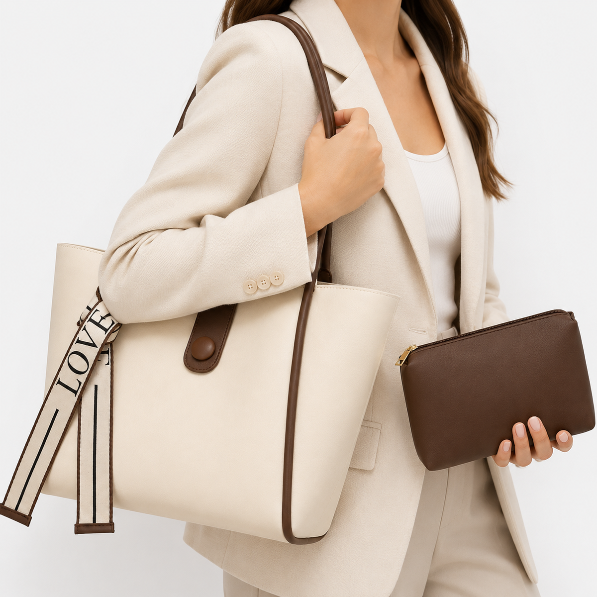 Elegant Tote Bag Set بتفاصيل Minimal تناسب كل الإطلالات