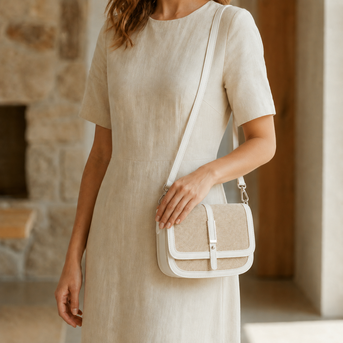 شنطة كروس مستوردة بتصميم شيك ومنسوج - Chic Woven Everyday Bag