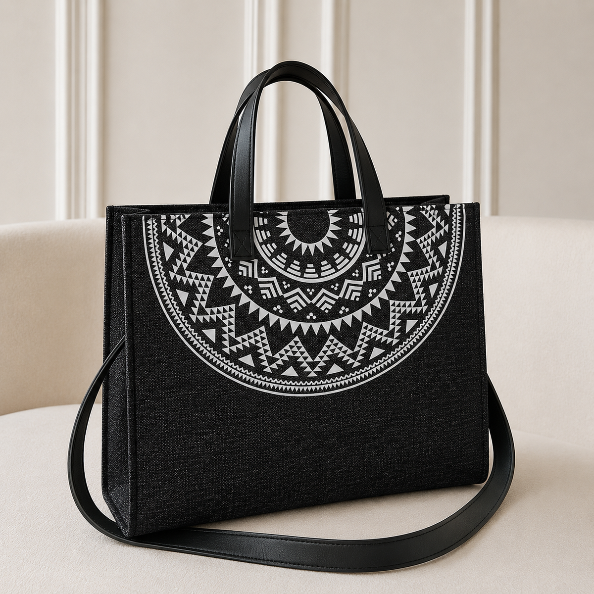 شنطة كتف كتان وجلد بجودة عالية  – Top Seller Bag ✨