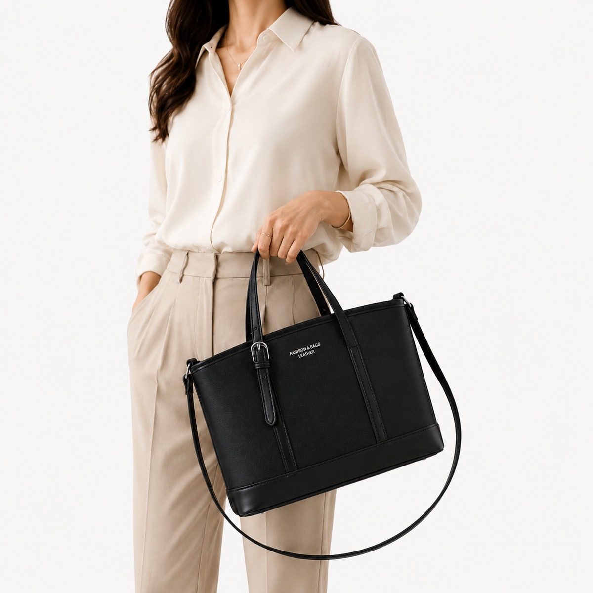 شنطة مستوردة بتصميم Elegant Premium بتفاصيل جلد راقية وعصرية ✨