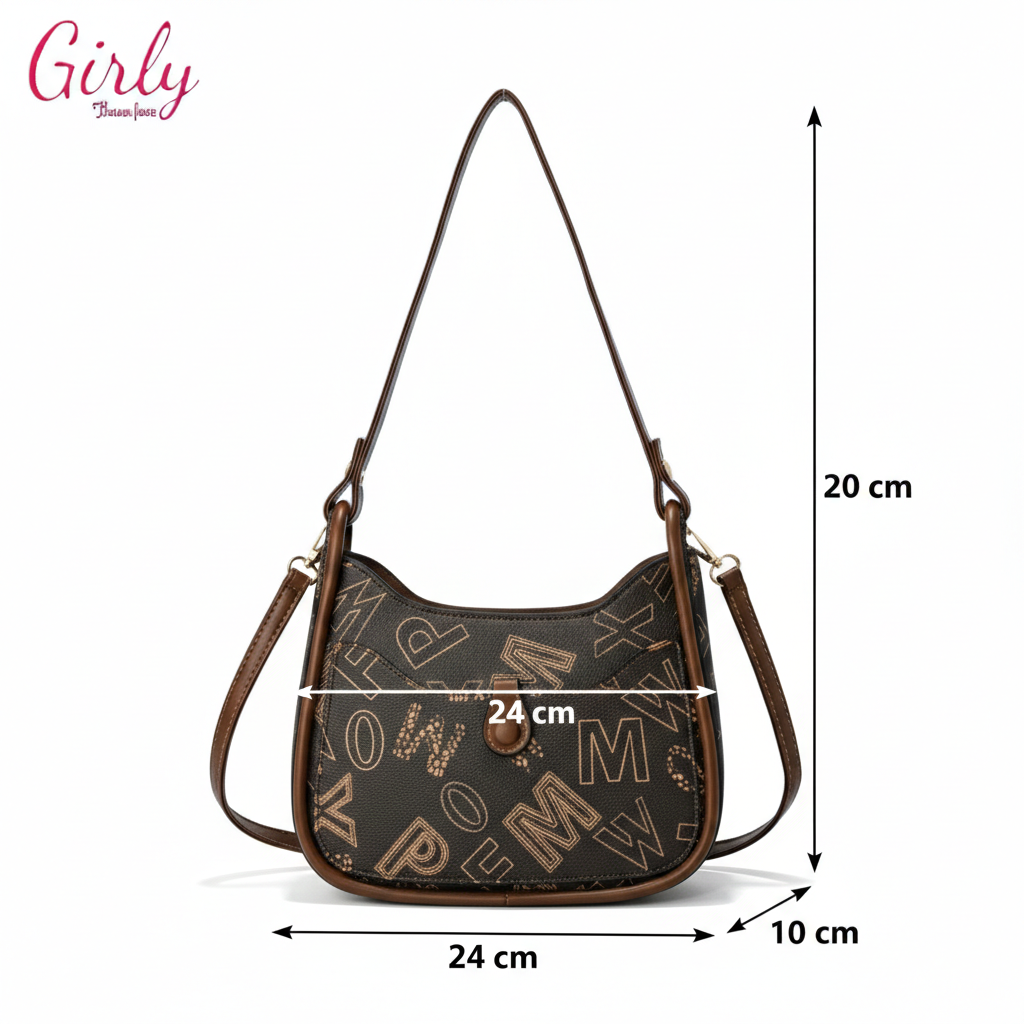 شنطة كتف وكروس بتصميم أيقوني Signature Monogram – Girly