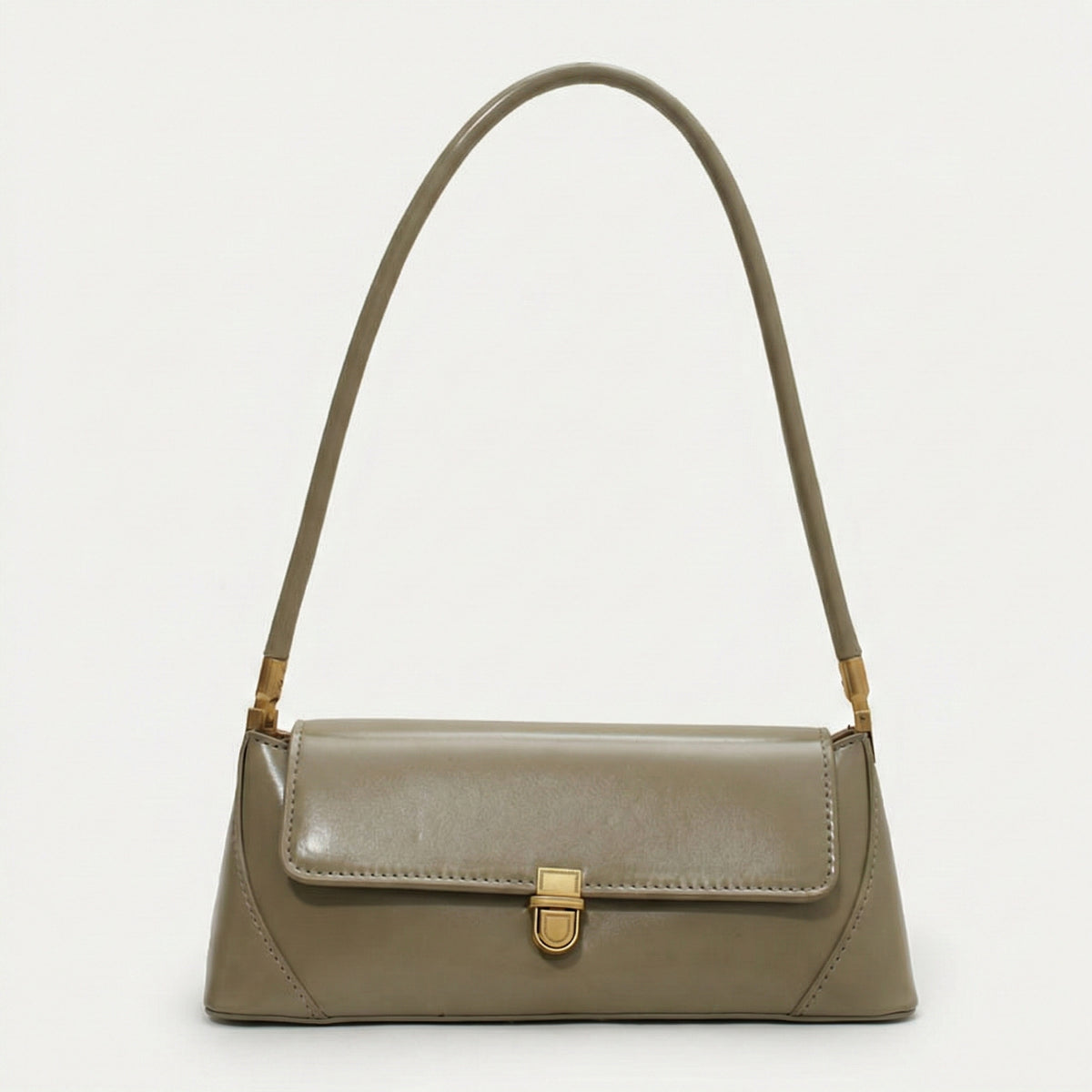 Structured Shoulder Bag with Gold Clasp – Premium Imported