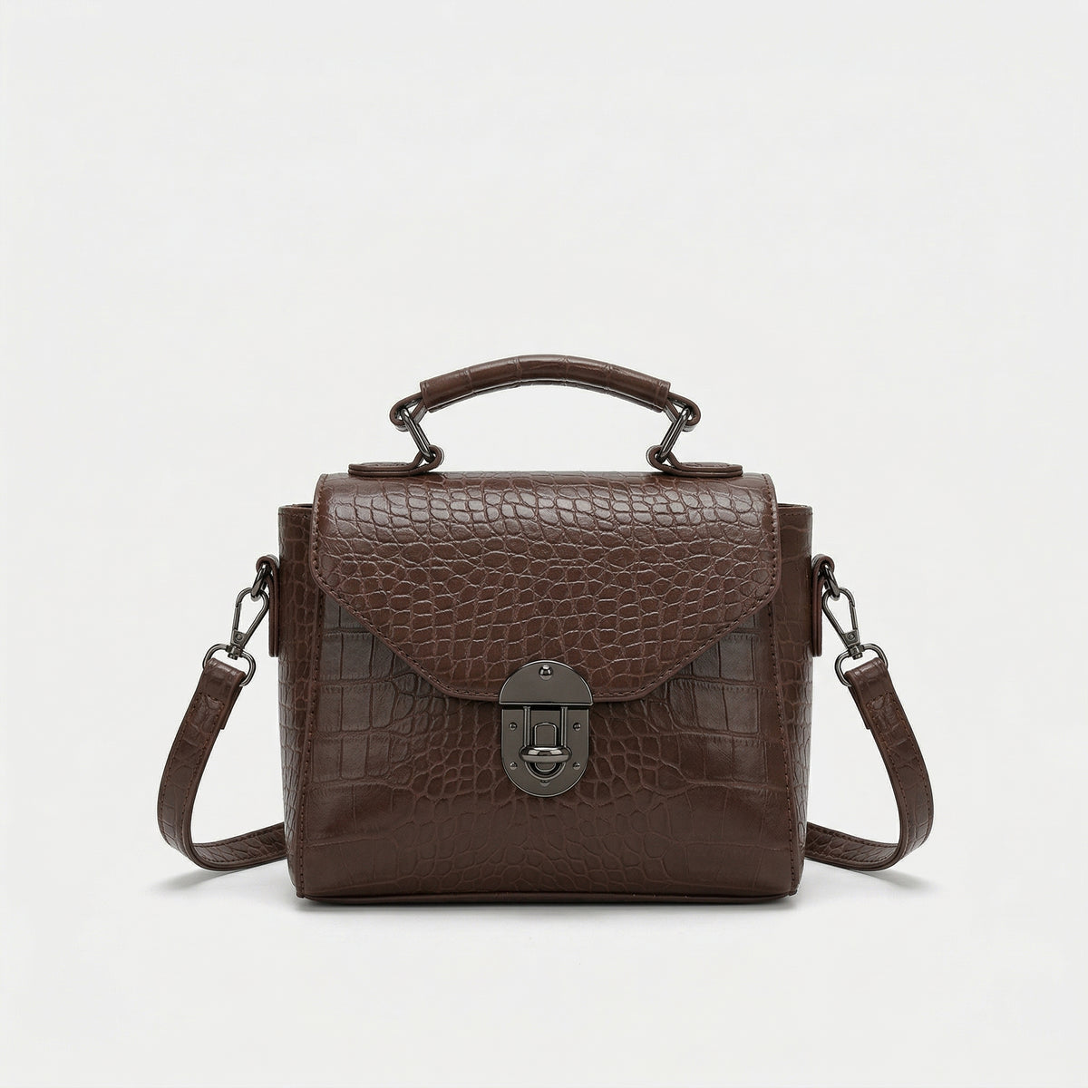 شنطة كروس جلد بنقشة مميزة - Croco Style Crossbody Bag