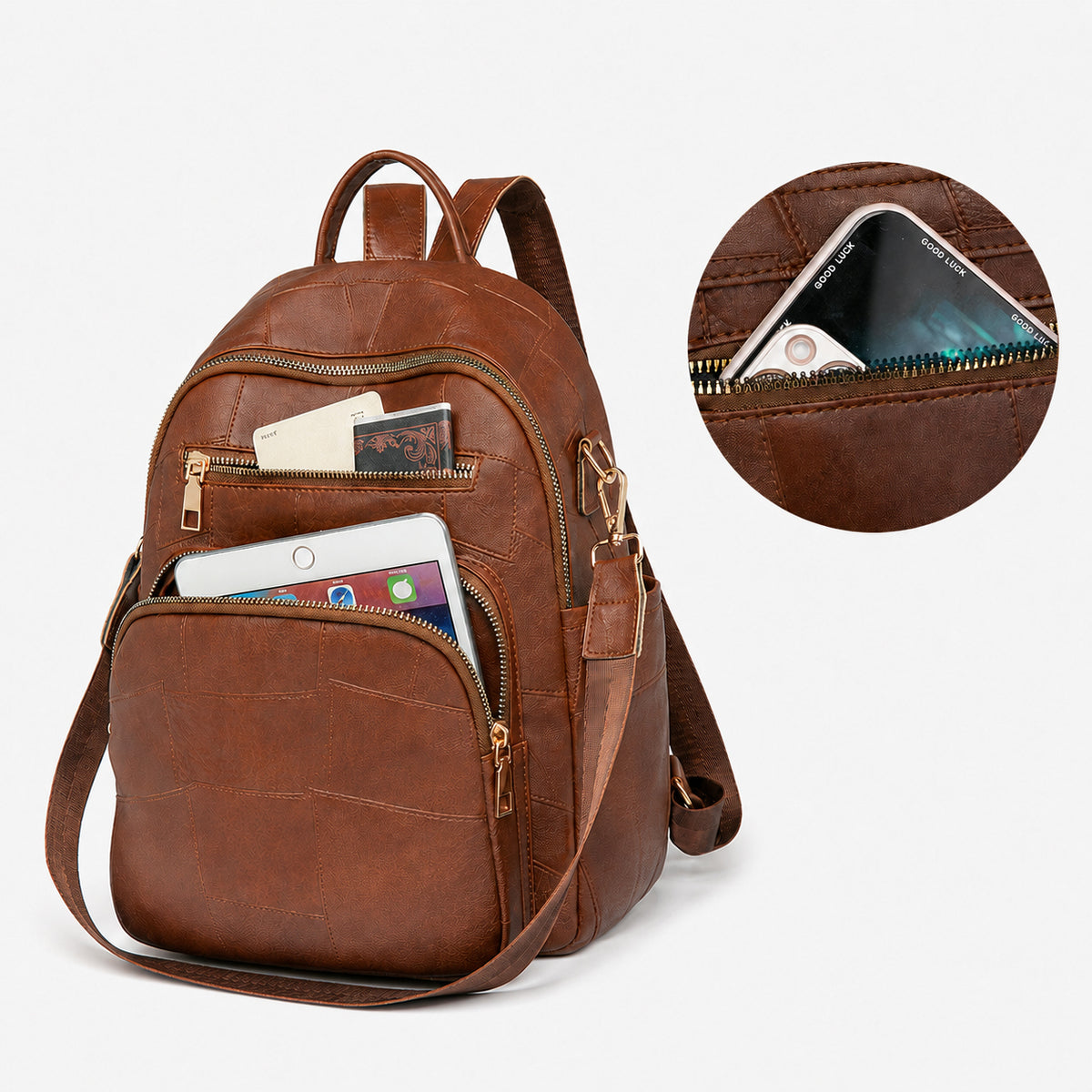 Artistic Textured Leather Backpack