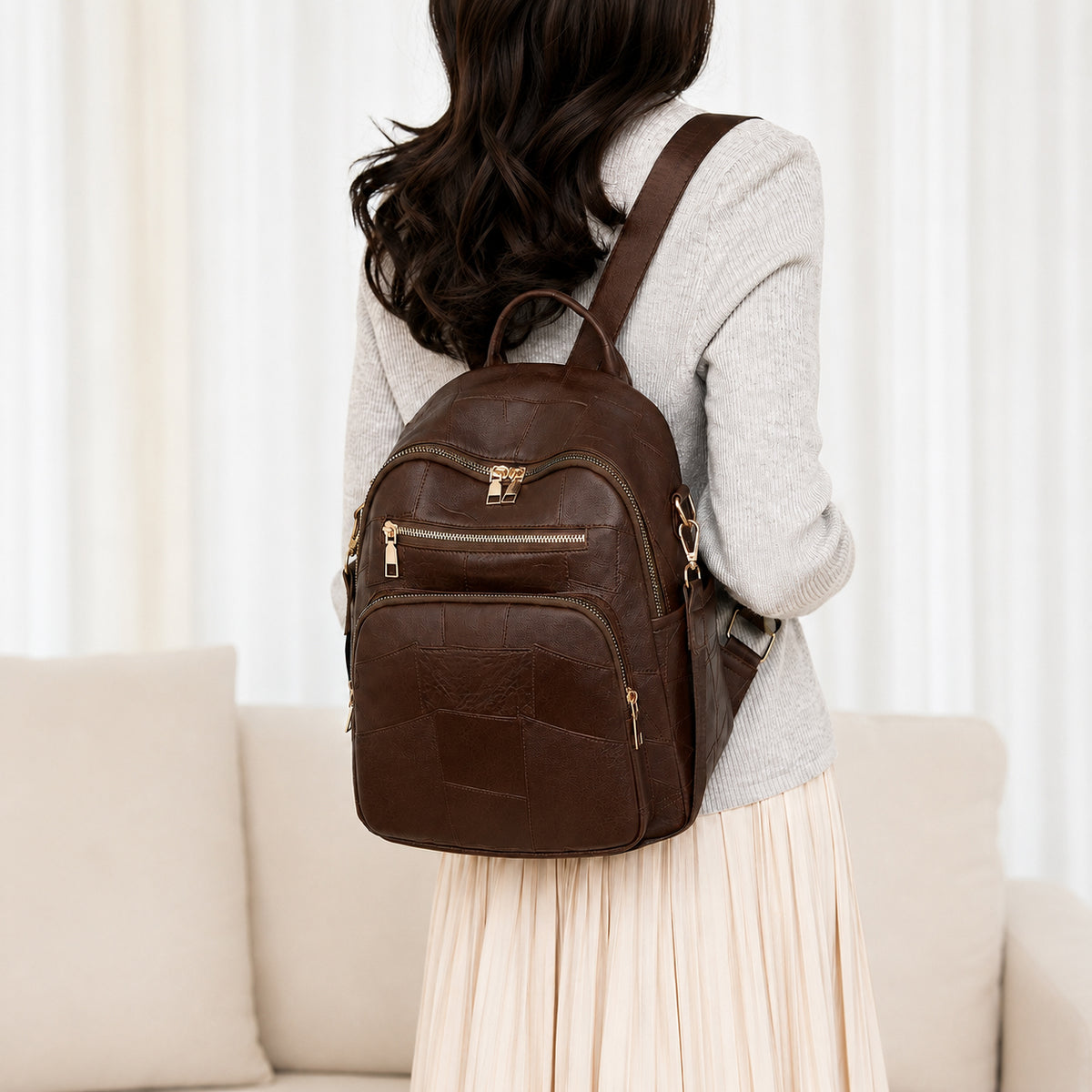 Artistic Textured Leather Backpack