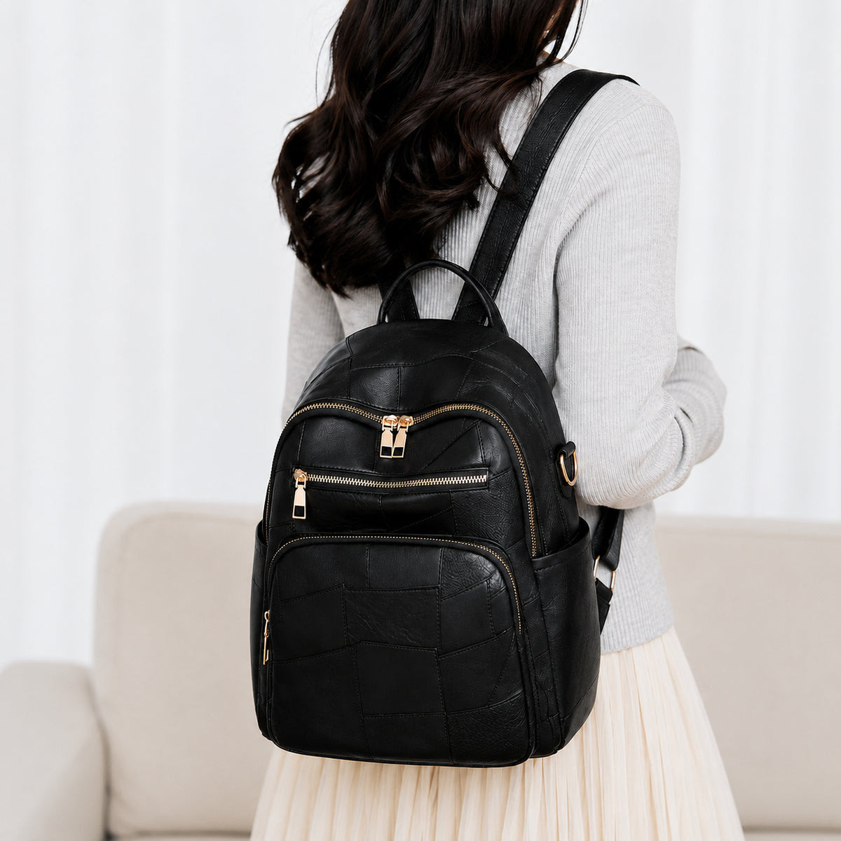 Artistic Textured Leather Backpack