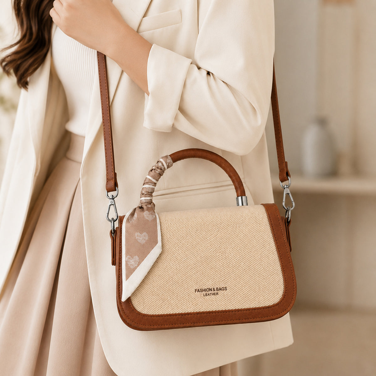 شنطة مستوردة بتصميم أنيق ومميز – Imported Scarf Handbag