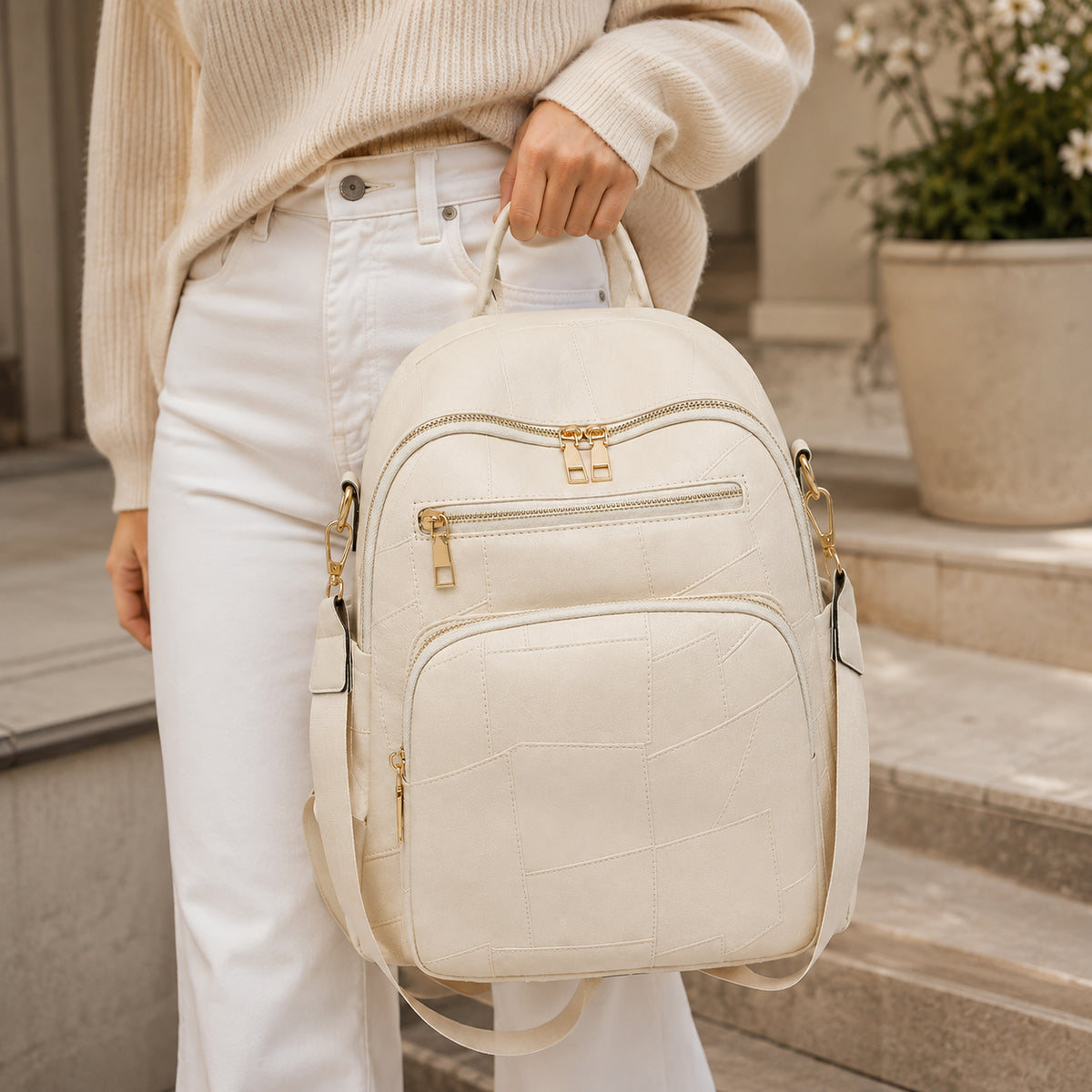 Artistic Textured Leather Backpack