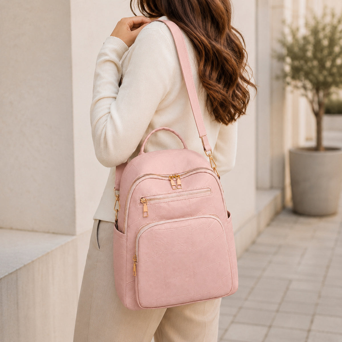 Artistic Textured Leather Backpack