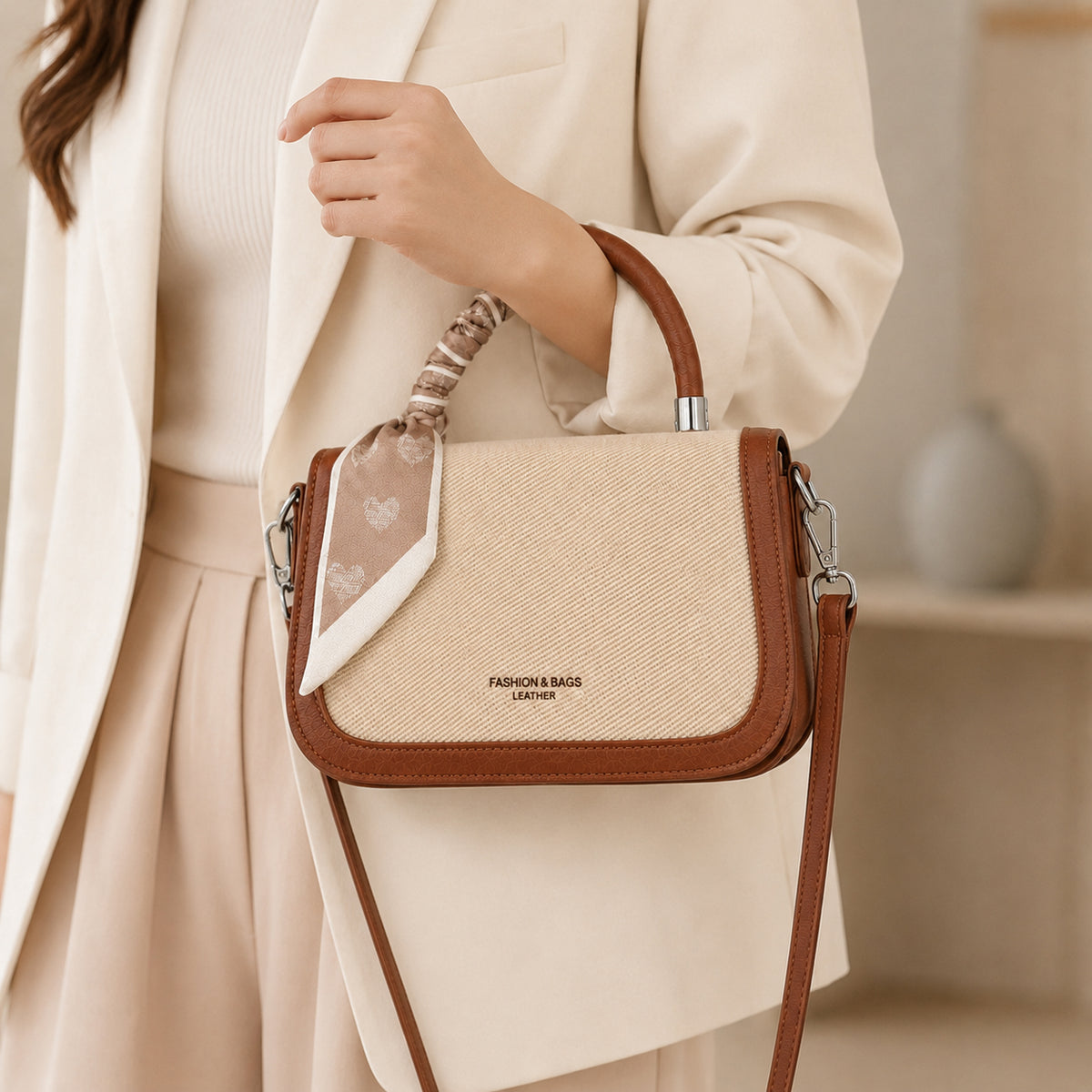 شنطة مستوردة بتصميم أنيق ومميز – Imported Scarf Handbag